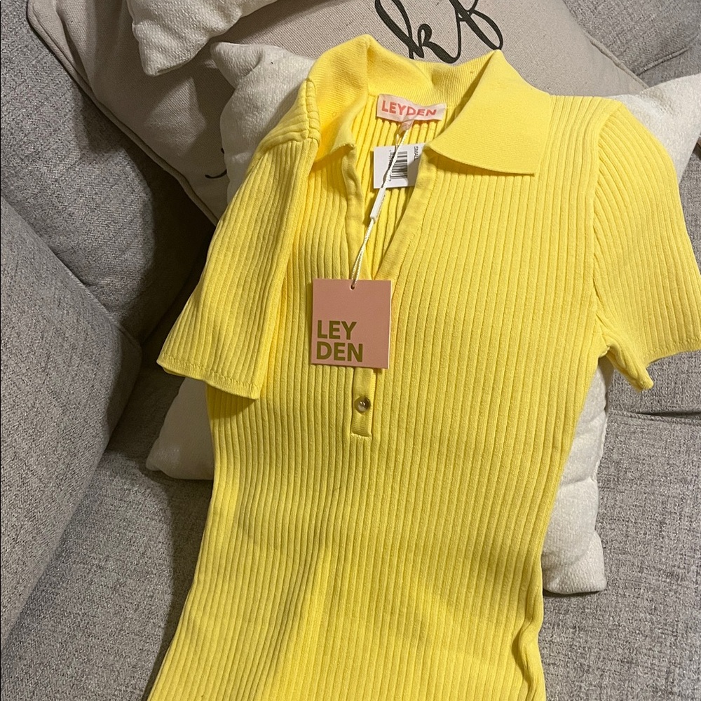 Leyden Sunny Yellow Ribbed Polo Shirt